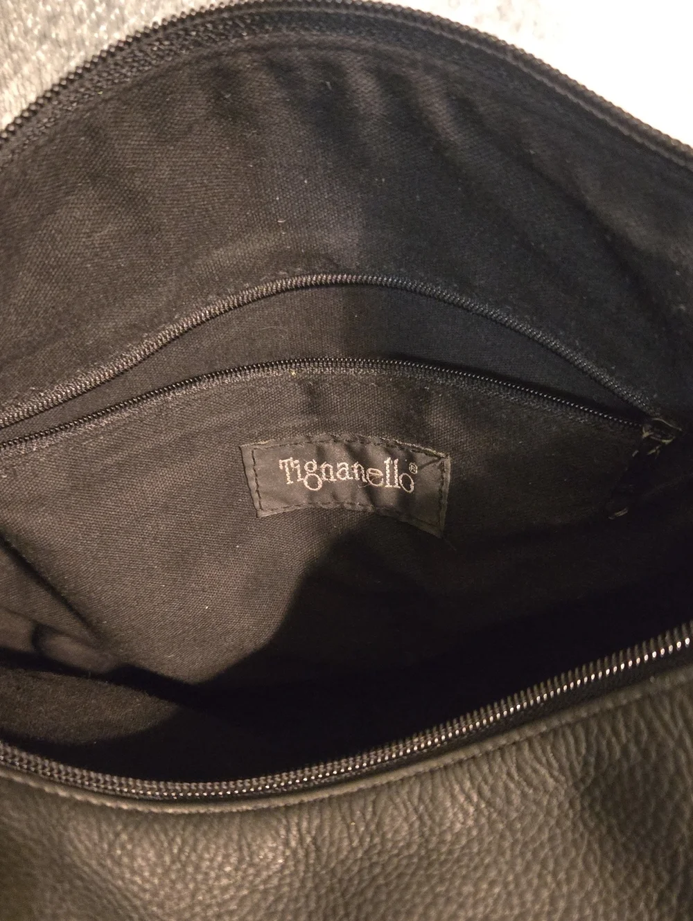 Tignanello Soft Black Leather Shoulder Bag